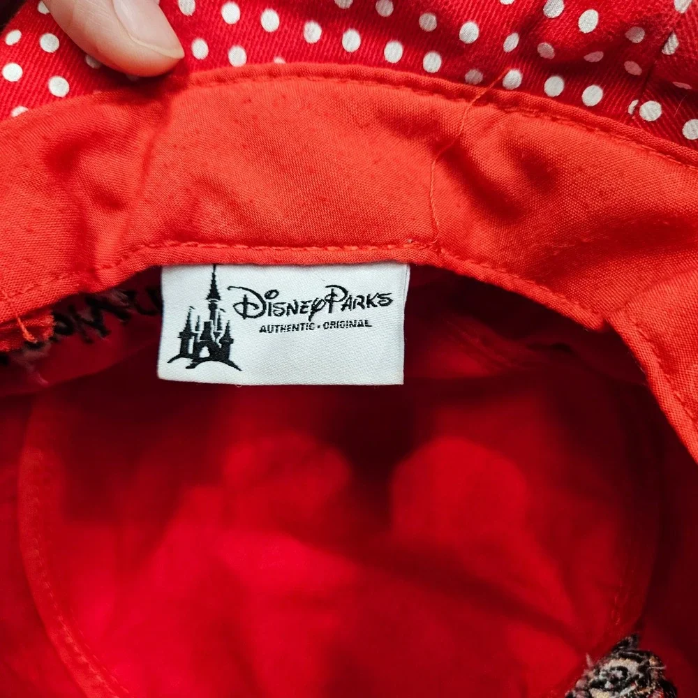 Disney Parks Minnie‎ Mouse Red White Polka Dot Bucket Hat Bow Authentic Original